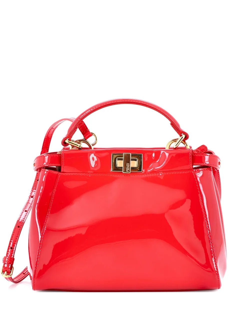 Fendi Pre-Owned Peekaboo Iconic Bag Patent Mini Mini satchel - Rosso