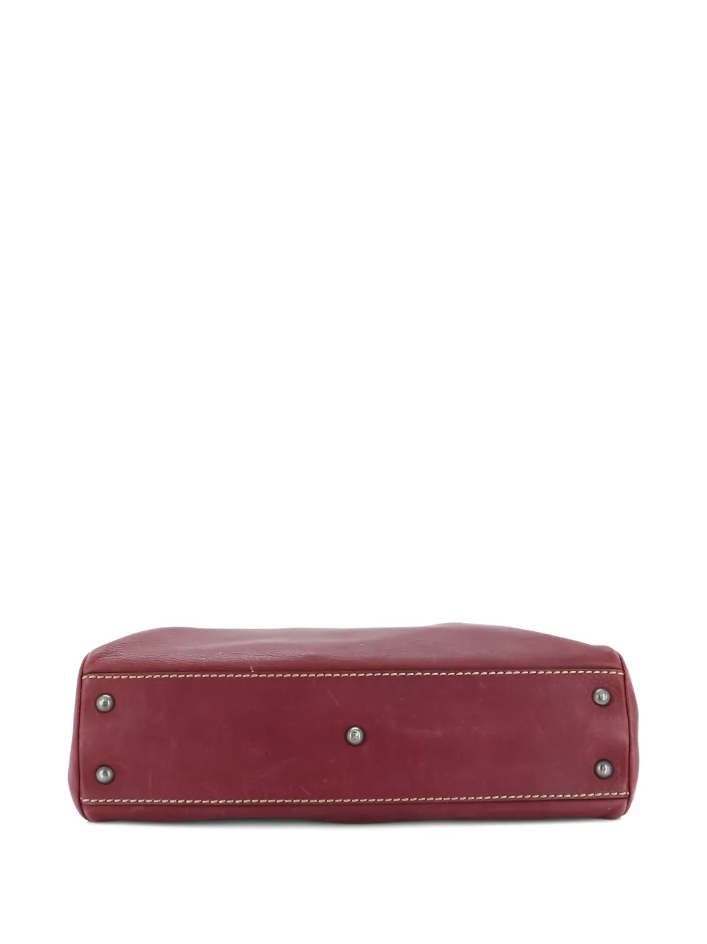 Pre-owned Fendi Selleria Peekaboo Bag Leather Medium Satchel In Red