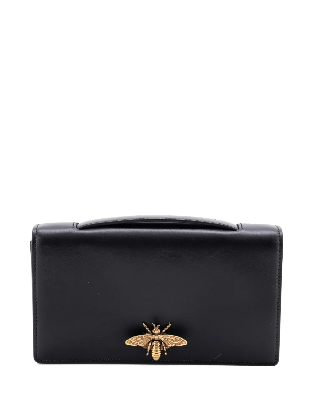 Pre-owned Dior Bee Leather Clutch Bag In Black