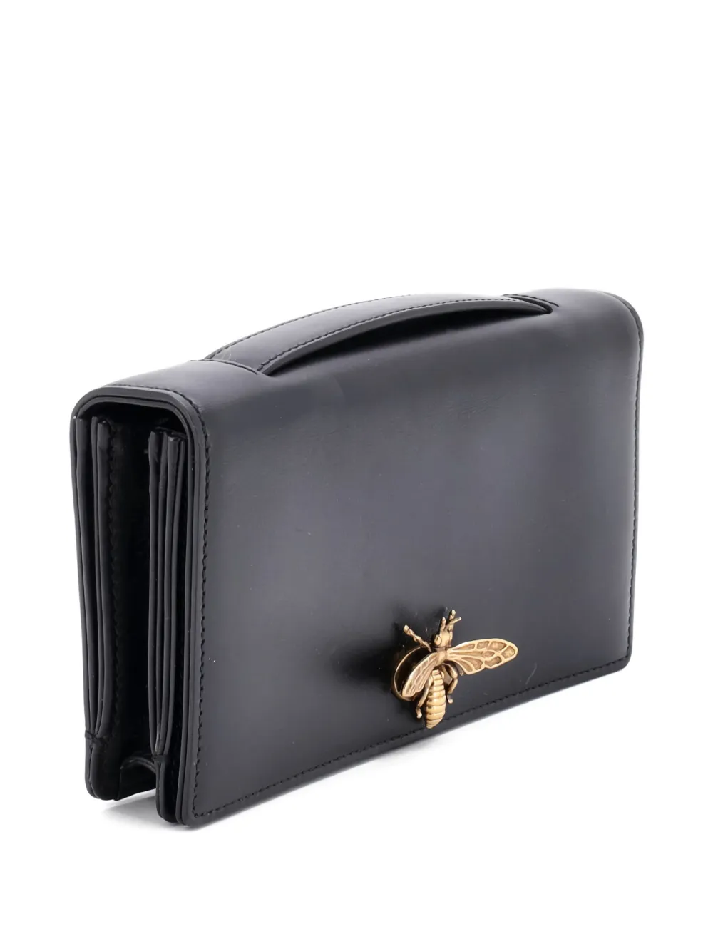 Pre-owned Dior Bee Leather Clutch Bag In Black