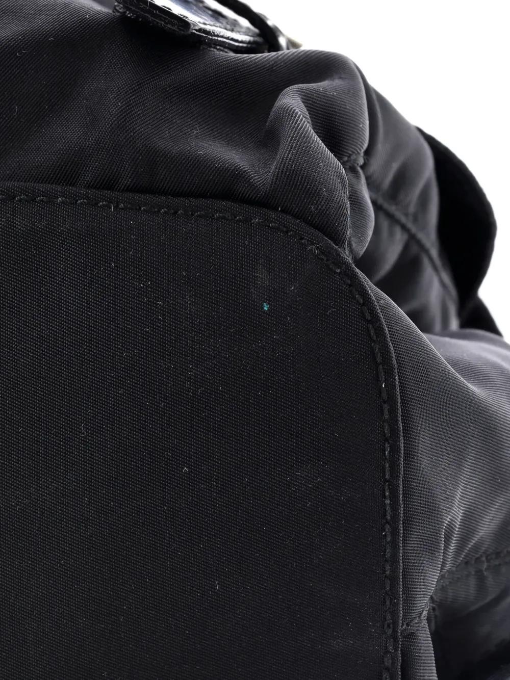 PRADA Pre-owned Vela Double Front Pocket Tessuto With Saffiano Leather Small Backpack In Black