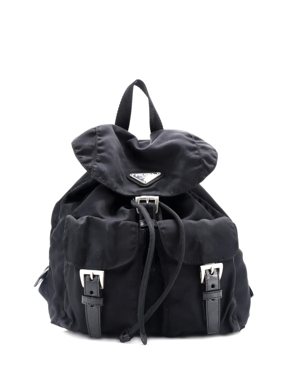 Prada Pre-Owned Vela Double Front Pocket Tessuto with Saffiano Leather Small backpack | Black | Image 1