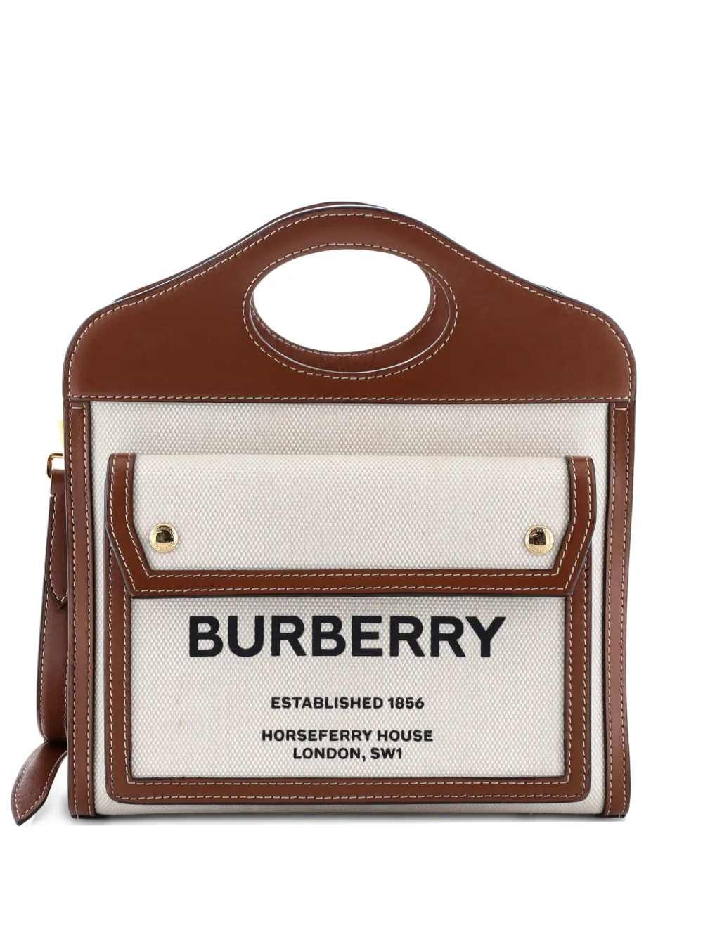 Burberry Pre-Owned Logo Pocket Tote Canvas with Leather Mini crossbody bag - Marrone
