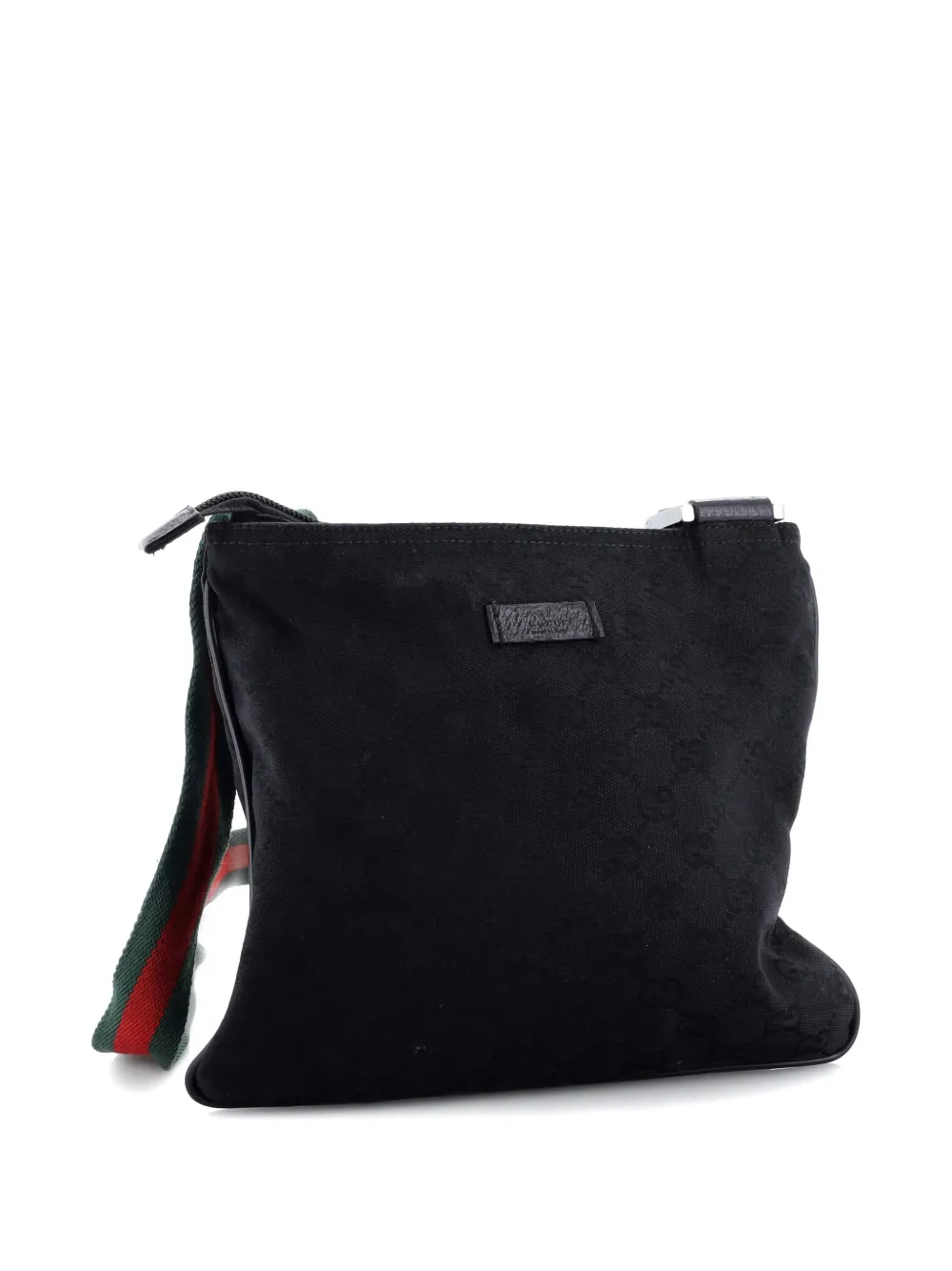 Pre-owned Gucci Web Strap Messenger Bag Gg Canvas Small Crossbody Bag In Black