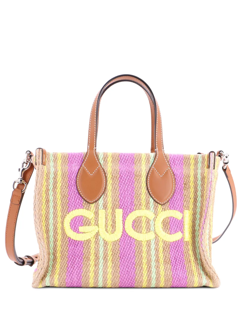 Gucci Pre-Owned Logo Shopper Tote Jute Small satchel - Multicolore