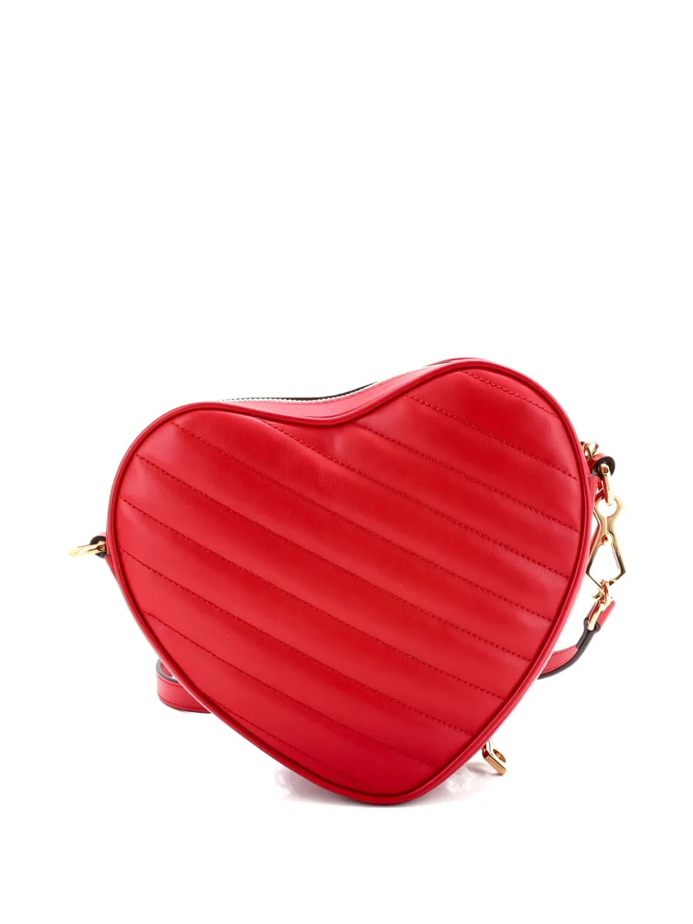 Pre-owned Gucci Interlocking G Heart Diagonal Quilted Leather Mini Shoulder Bag In Red