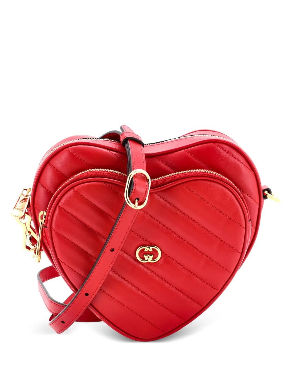 Gucci Pre-Owned Interlocking G Heart Diagonal Quilted Leather Mini shoulder bag - Rosso