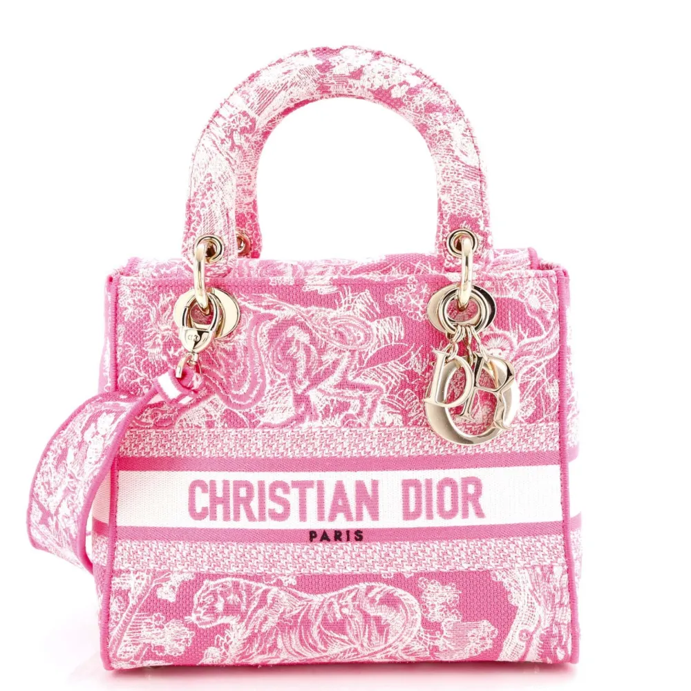 Christian Dior Pre-Owned Toile de Jouy Lady D-Lite Bag Embroidered Canvas tote bag - Rosa