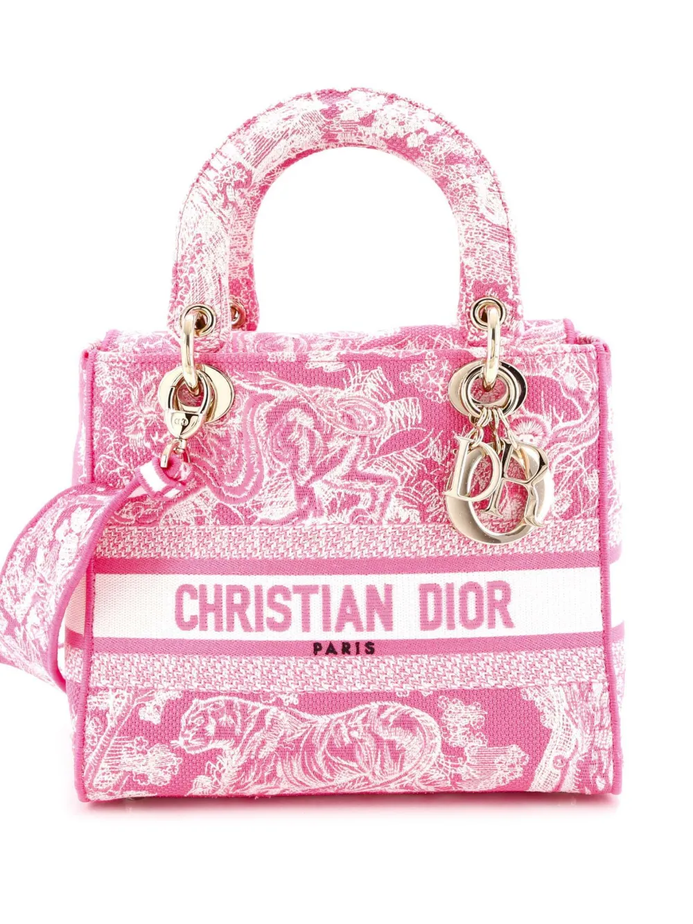 Christian Dior Pre-Owned Toile de Jouy Lady D-Lite Bag Embroidered Canvas tote bag - Rosa