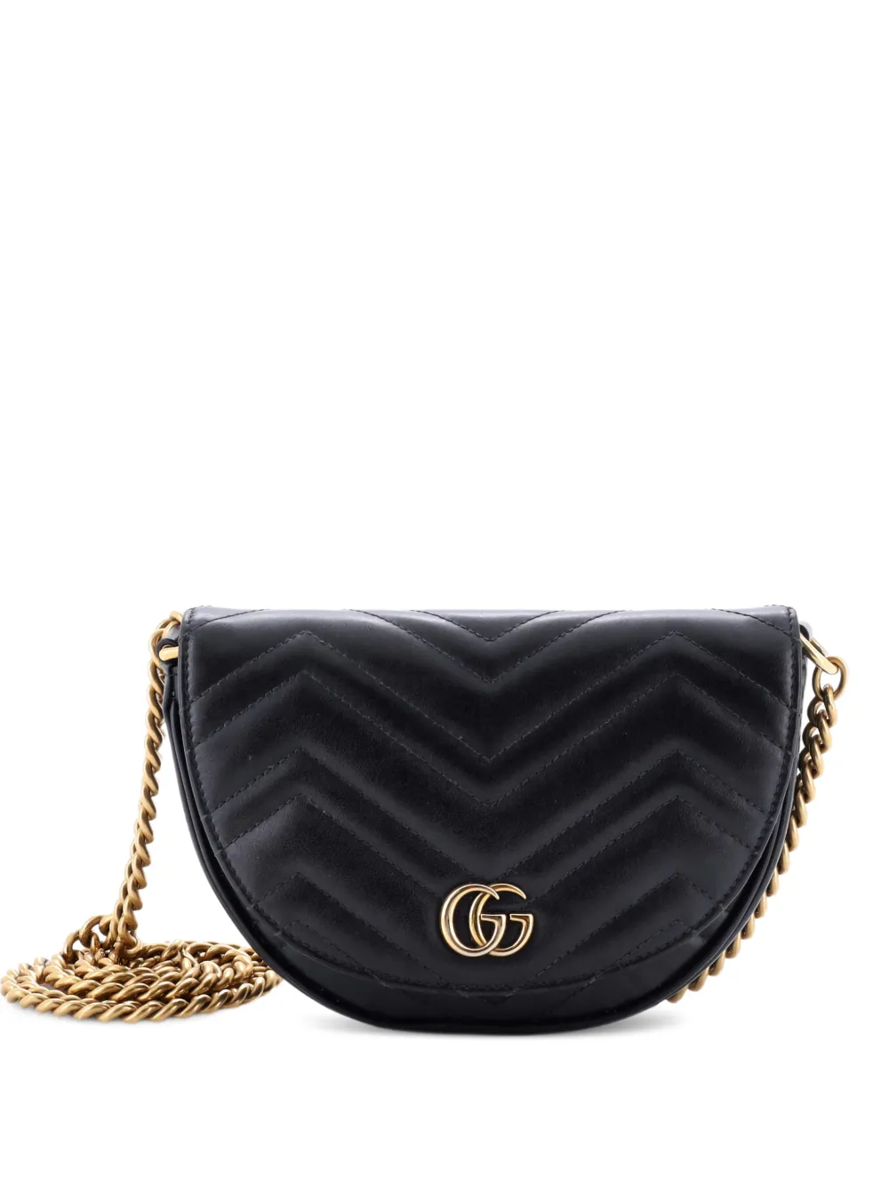 Gucci Pre-Owned GG Marmont Half Moon Flap Matelasse Leather Mini crossbody bag - Nero