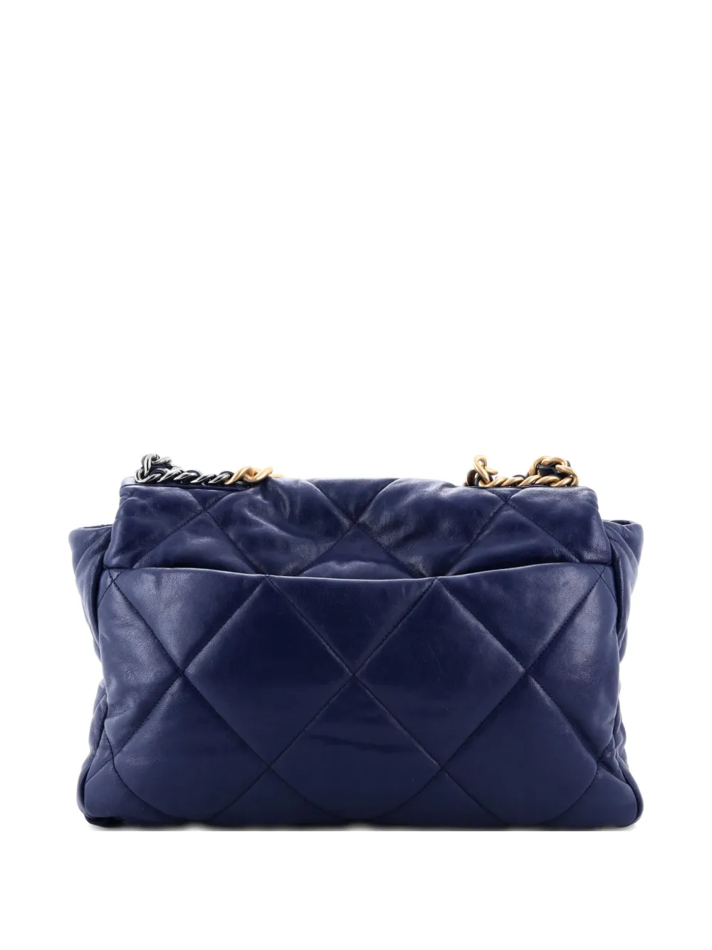 Pre-owned Chanel 19 Flap Bag Quilted Leather Maxi Crossbody Bag In Blue