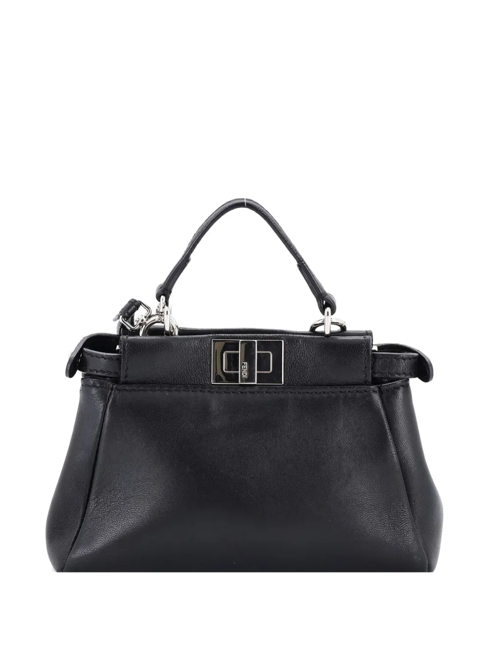 Click to view more detailed imagery on our partner's website Pre-owned Fendi Peekaboo Bag Floral Embellished Leather Micro Satchel In Black