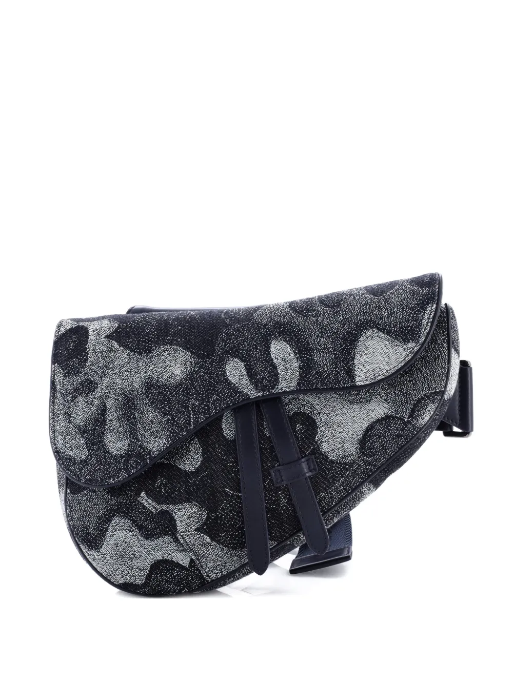 Pre-owned Dior Peter Doig Saddle Bag Printed Denim And Leather Crossbody Bag In Blue