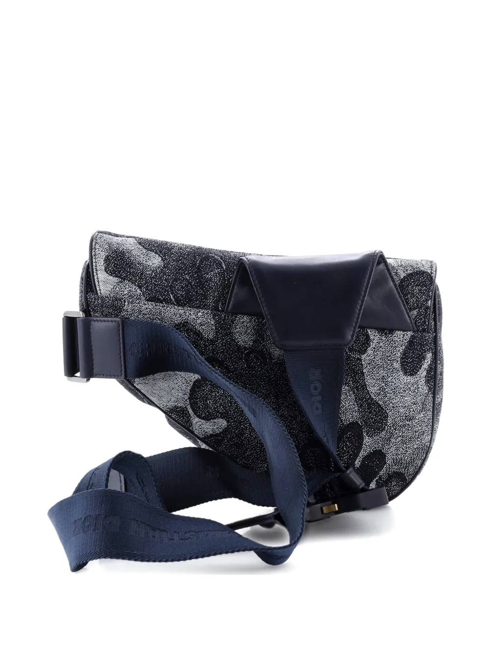 Peter Doig Saddle Bag Printed Denim And Leather Crossbody Bag