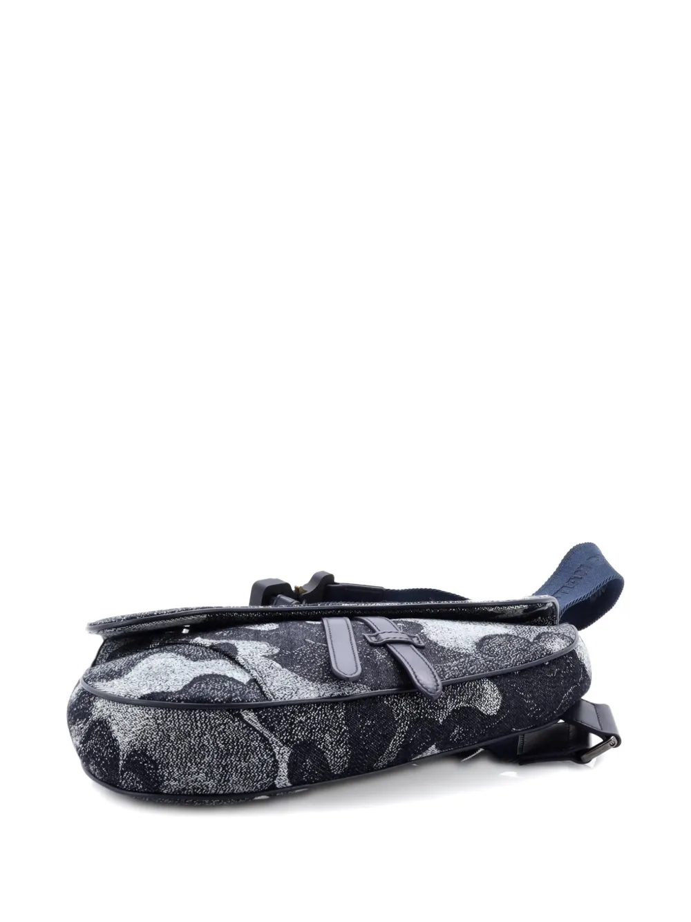 Peter Doig Saddle Bag Printed Denim And Leather Crossbody Bag