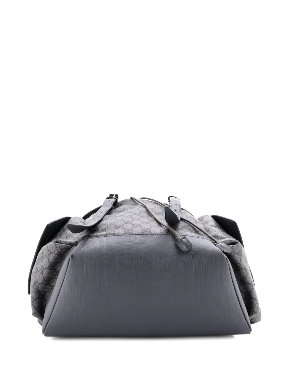 Pre-owned Gucci Ophidia Flap Gg Coated Canvas Medium Backpack In Gray