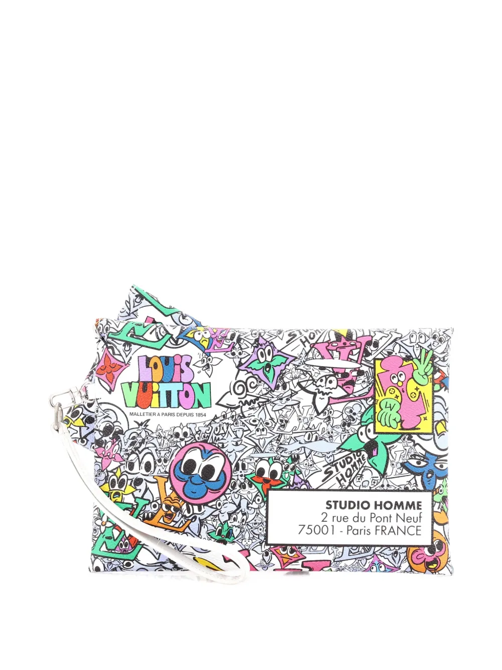 Pre-owned Louis Vuitton Trio Envelope Pouch Set Limited Edition Monogram Comics Canvas Clutch Bag In Blue