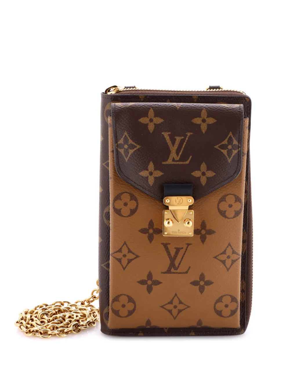 Louis Vuitton Pre-Owned Vertical Zippy Metis Chain Wallet Reverse Monogram Canvas crossbody bag - Marrone