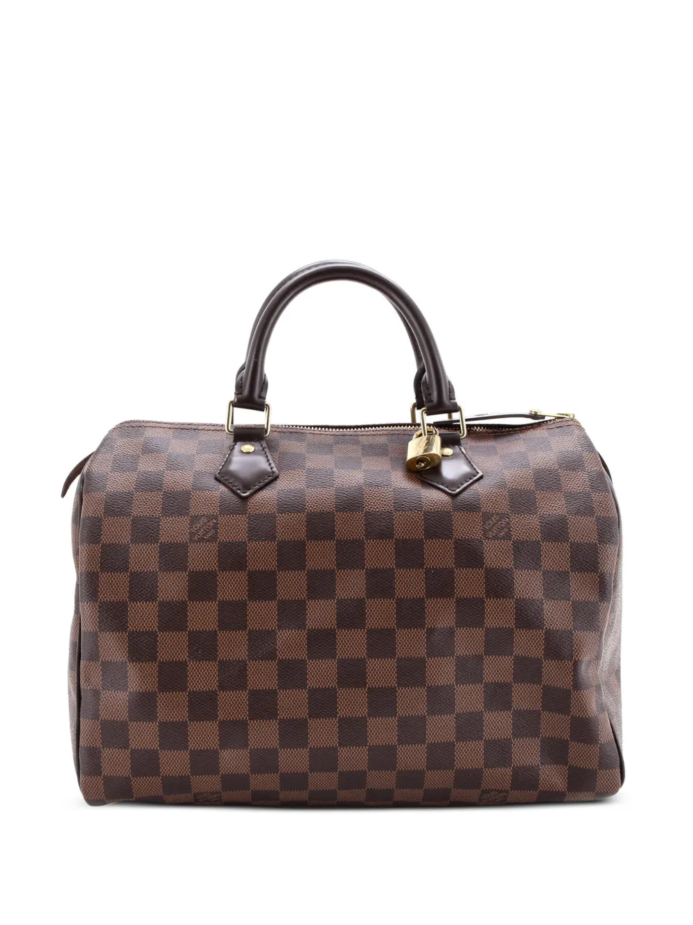 Pre-owned Louis Vuitton Speedy Handbag Damier 30 Satchel In Brown