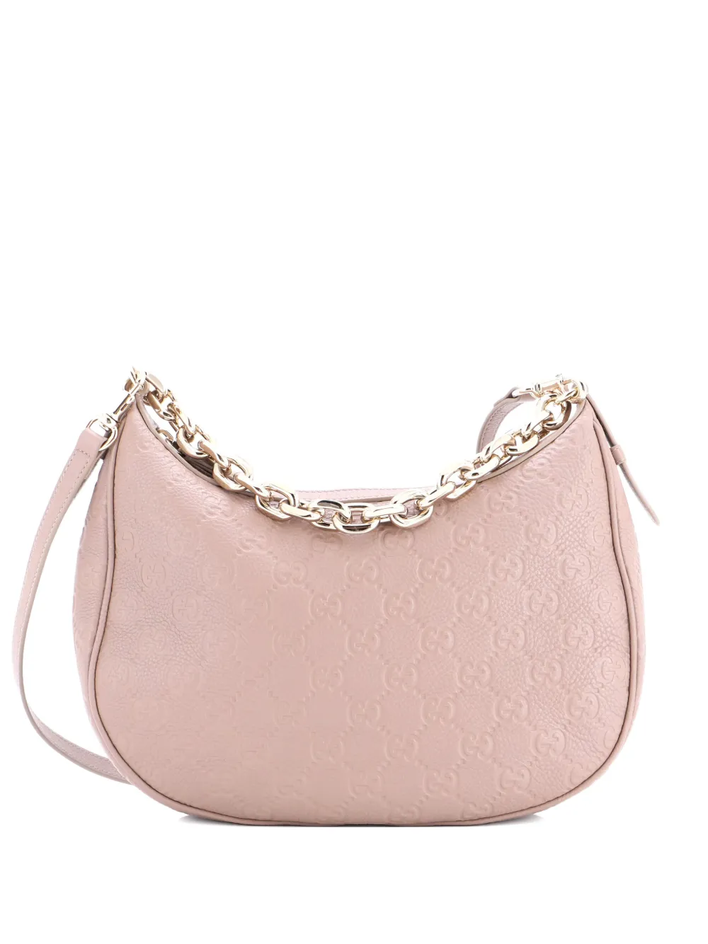 Gucci Pre-Owned Emblem Half Moon GG Embossed Leather Large shoulder bag - Toni neutri