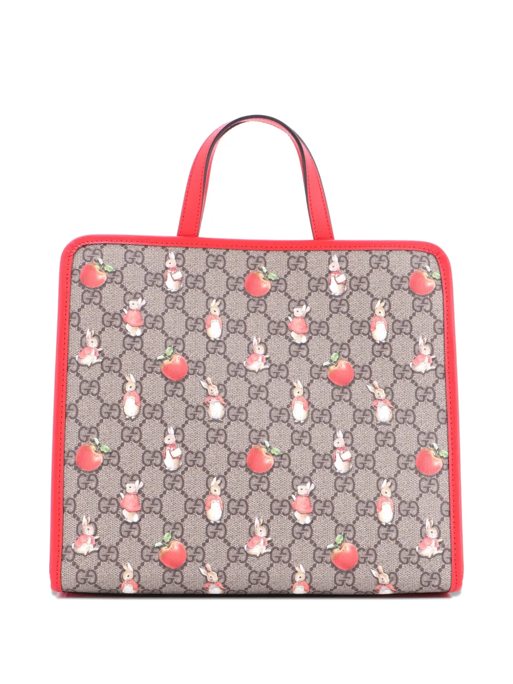 Pre-owned Gucci X Peter Rabbit Kid's Printed Gg Coated Canvas Tote Bag In Red
