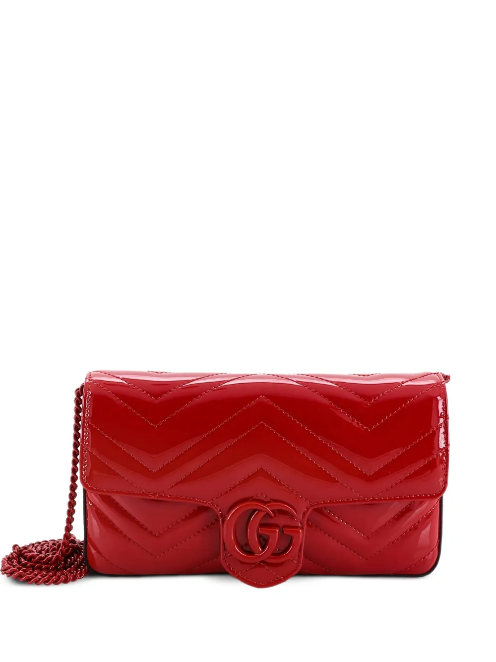 Gucci Pre-Owned GG Marmont Flap Bag Matelasse Patent Mini crossbody bag - Rot