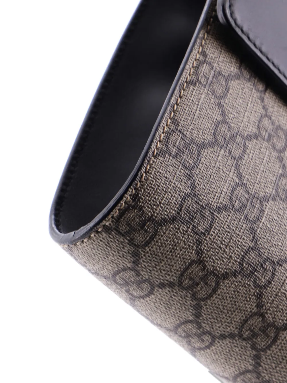 Pre-owned Gucci Padlock Gg Canvas And Leather Large Clutch Bag In Black