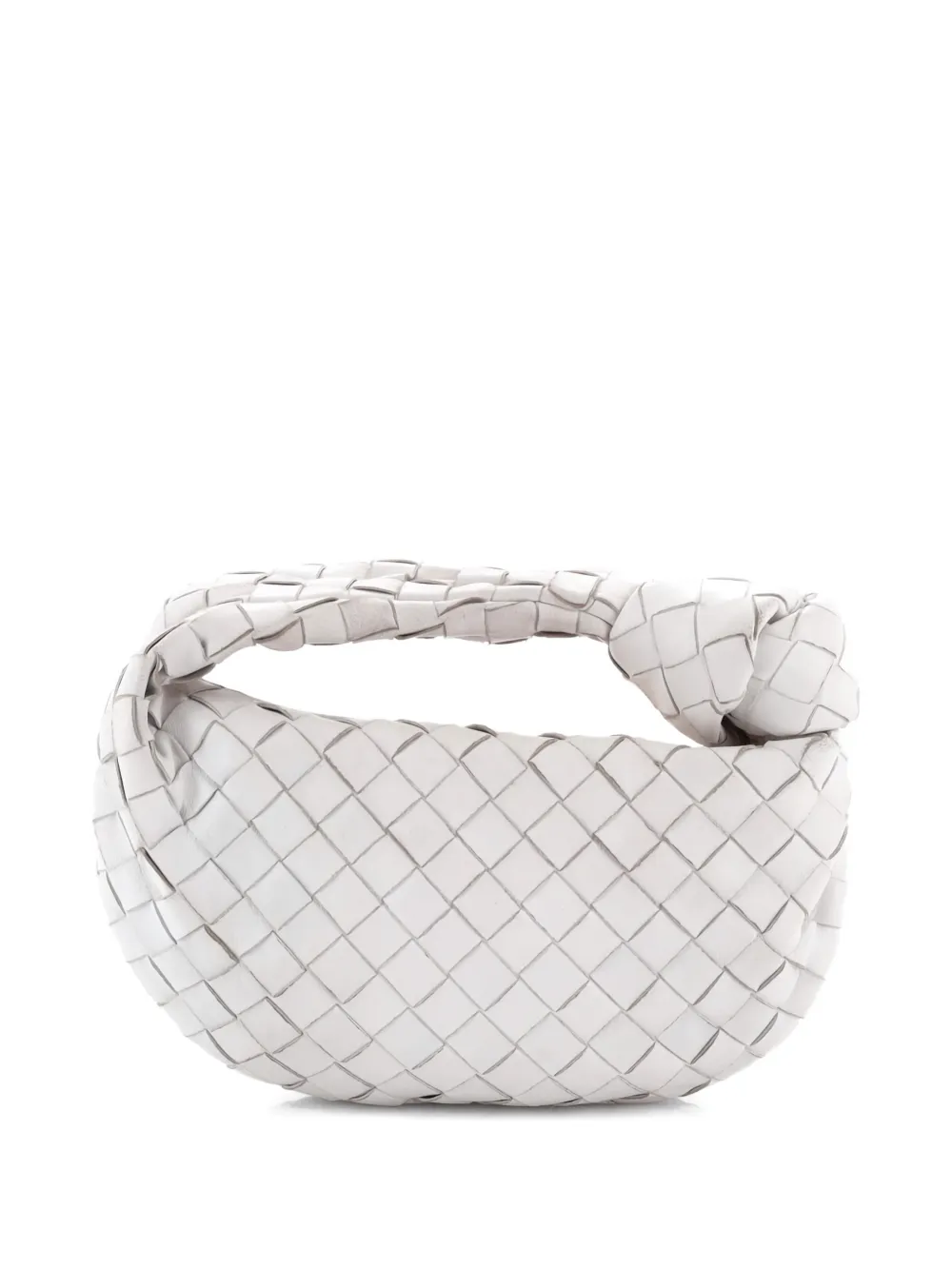 Pre-owned Bottega Veneta Bv Jodie Intrecciato Nappa Mini Hobo Bag In White
