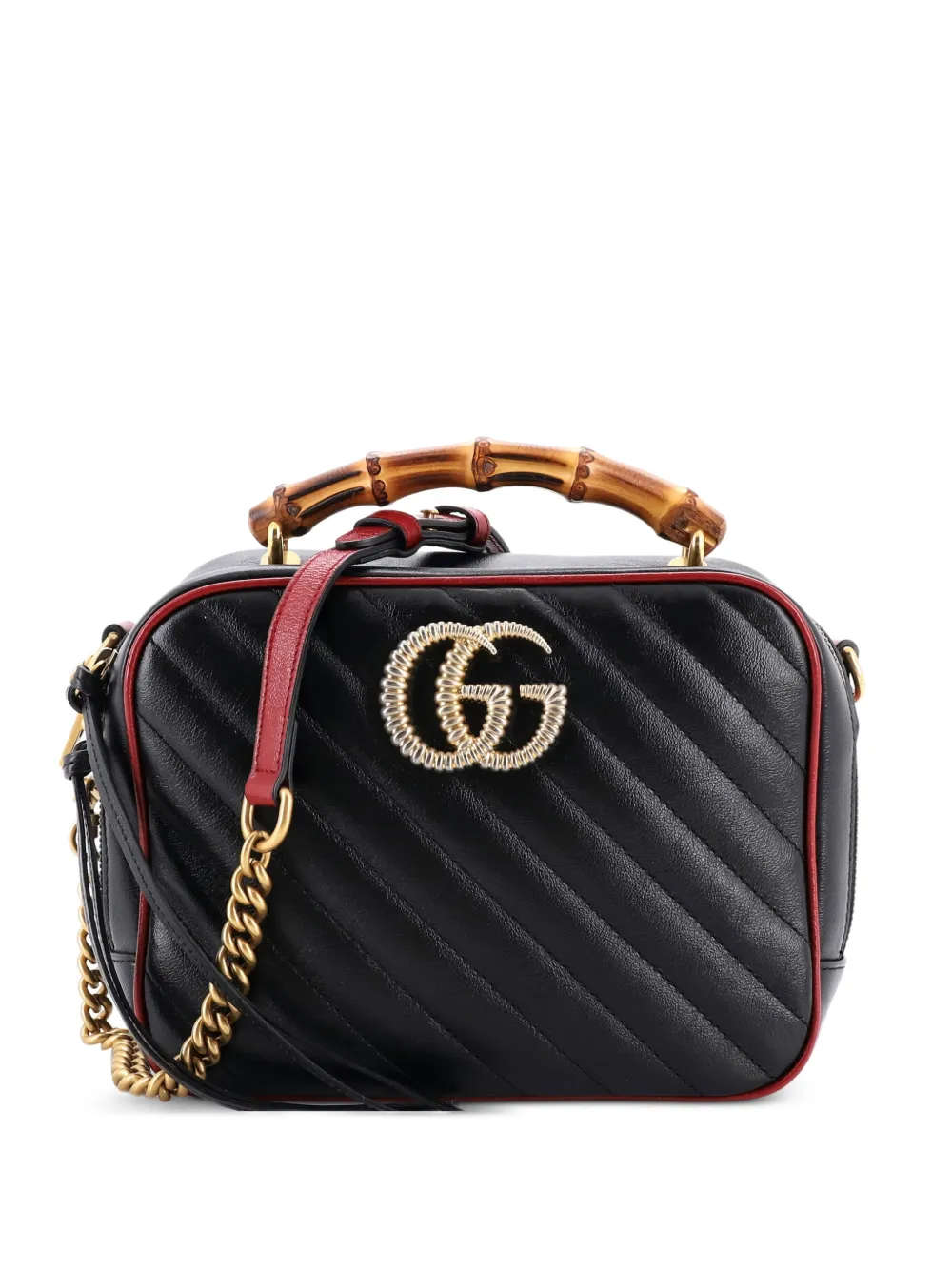 Gucci Pre-Owned Marmont Torchon Bamboo Camera Bag Diagonal Quilted Leather Small shoulder bag - Nero