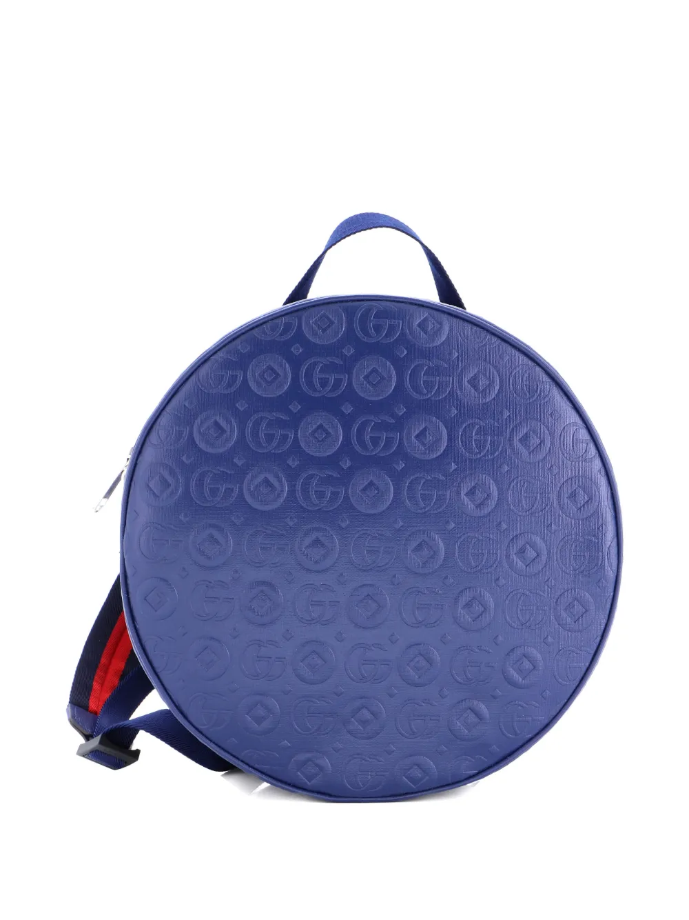 Gucci Pre-Owned Children's Round Zip Embossed Leather backpack - Blu