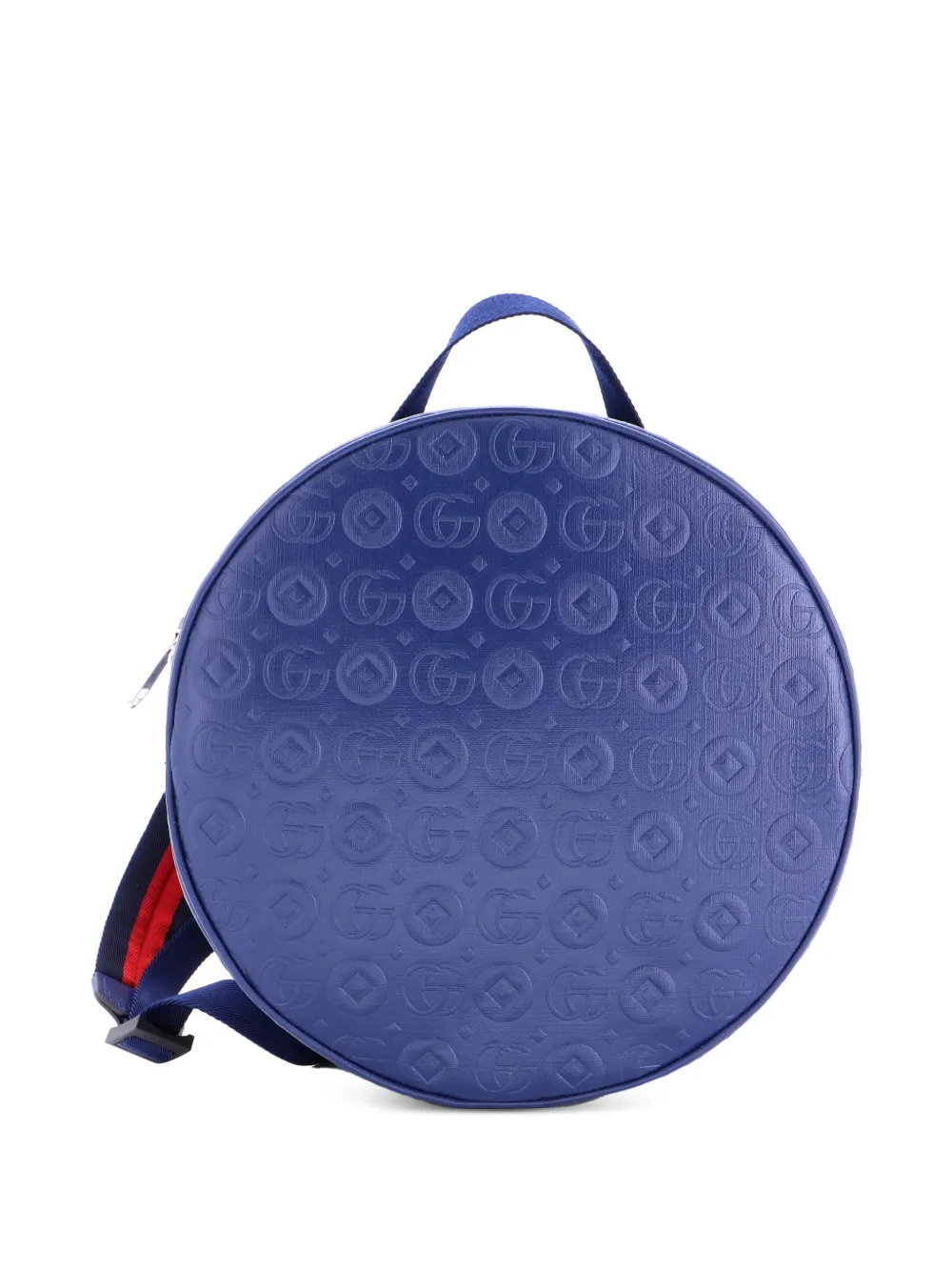 Gucci Pre-Owned Children's Round Zip Embossed Leather backpack - Blu