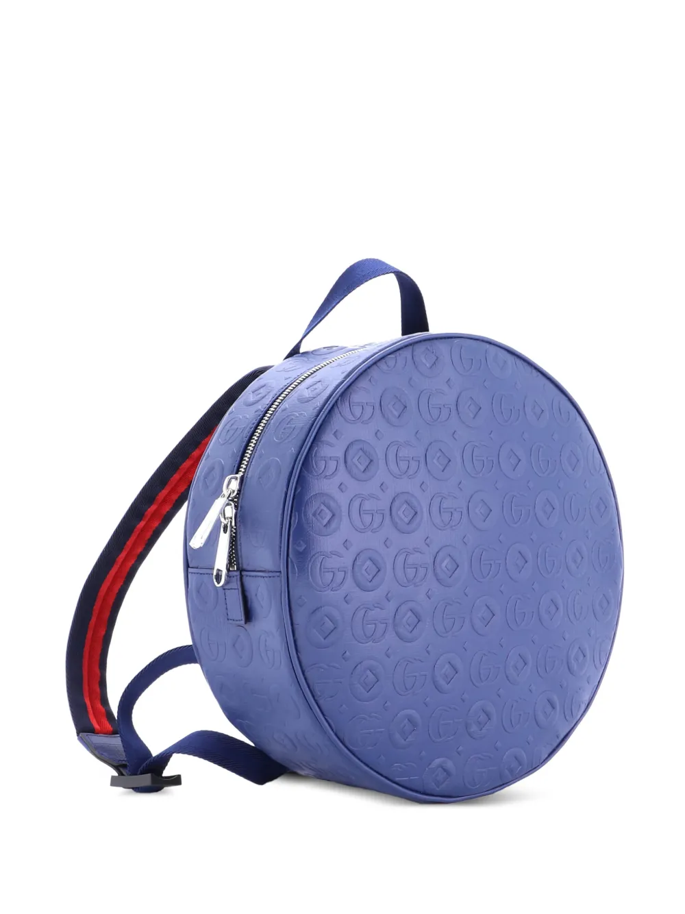  Gucci Pre-owned Children's Round Zip Embossed Leather Backpack - Blue 