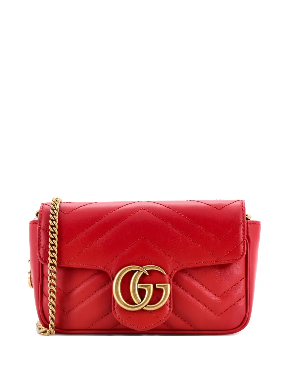 Gucci Pre-Owned GG Marmont Flap Bag Matelasse Leather Super Mini crossbody bag - Rosso