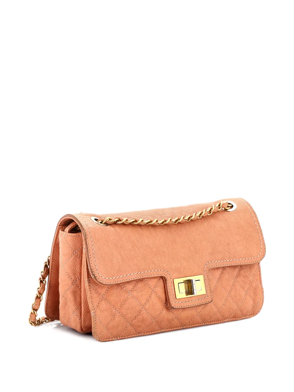 Pre-owned Chanel Mademoiselle Lock Flap Bag Quilted Caviar Medium Shoulder Bag In Brown