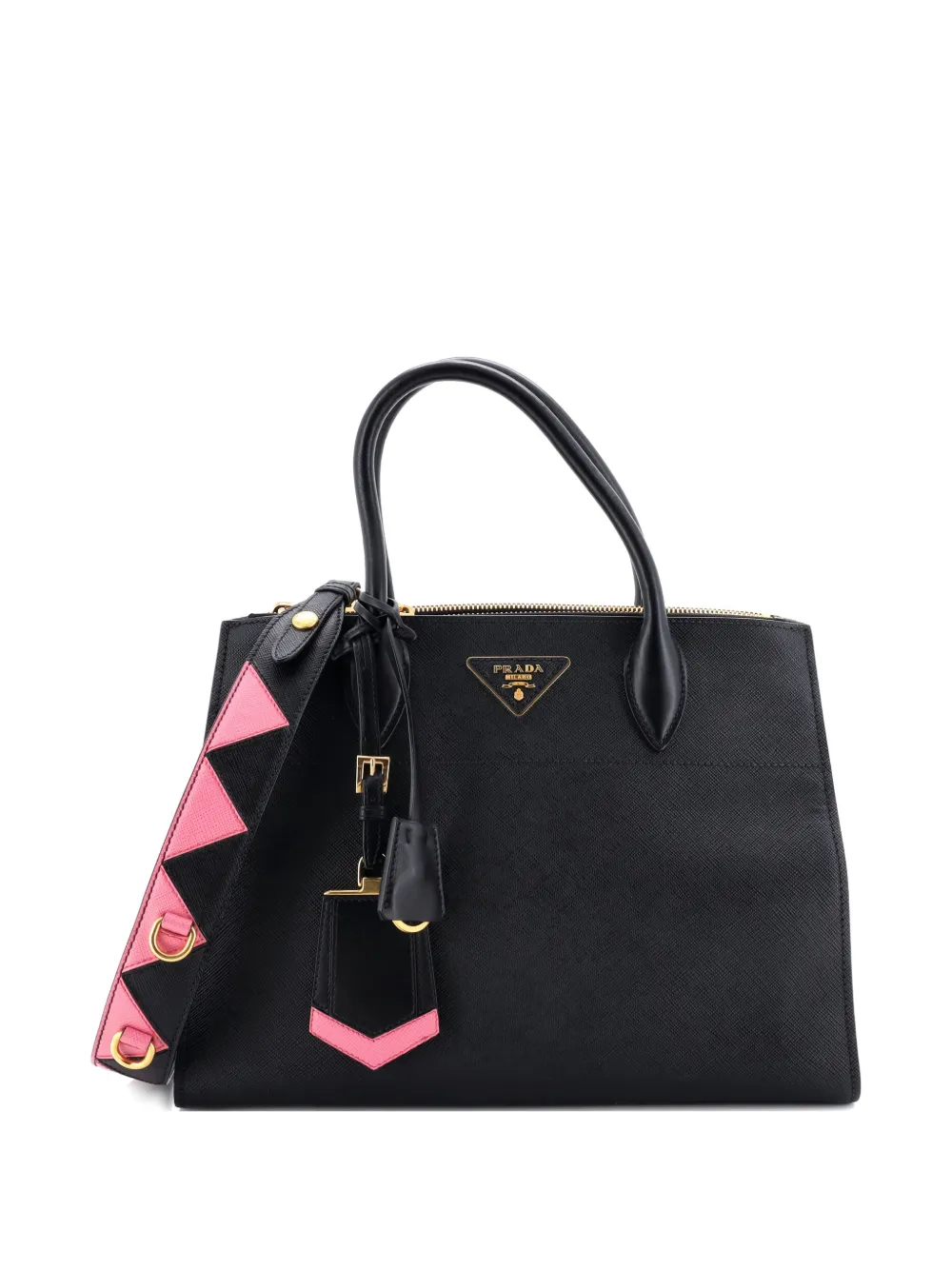 Pre-owned Prada Paradigme Tote Saffiano Leather Medium Satchel In Black