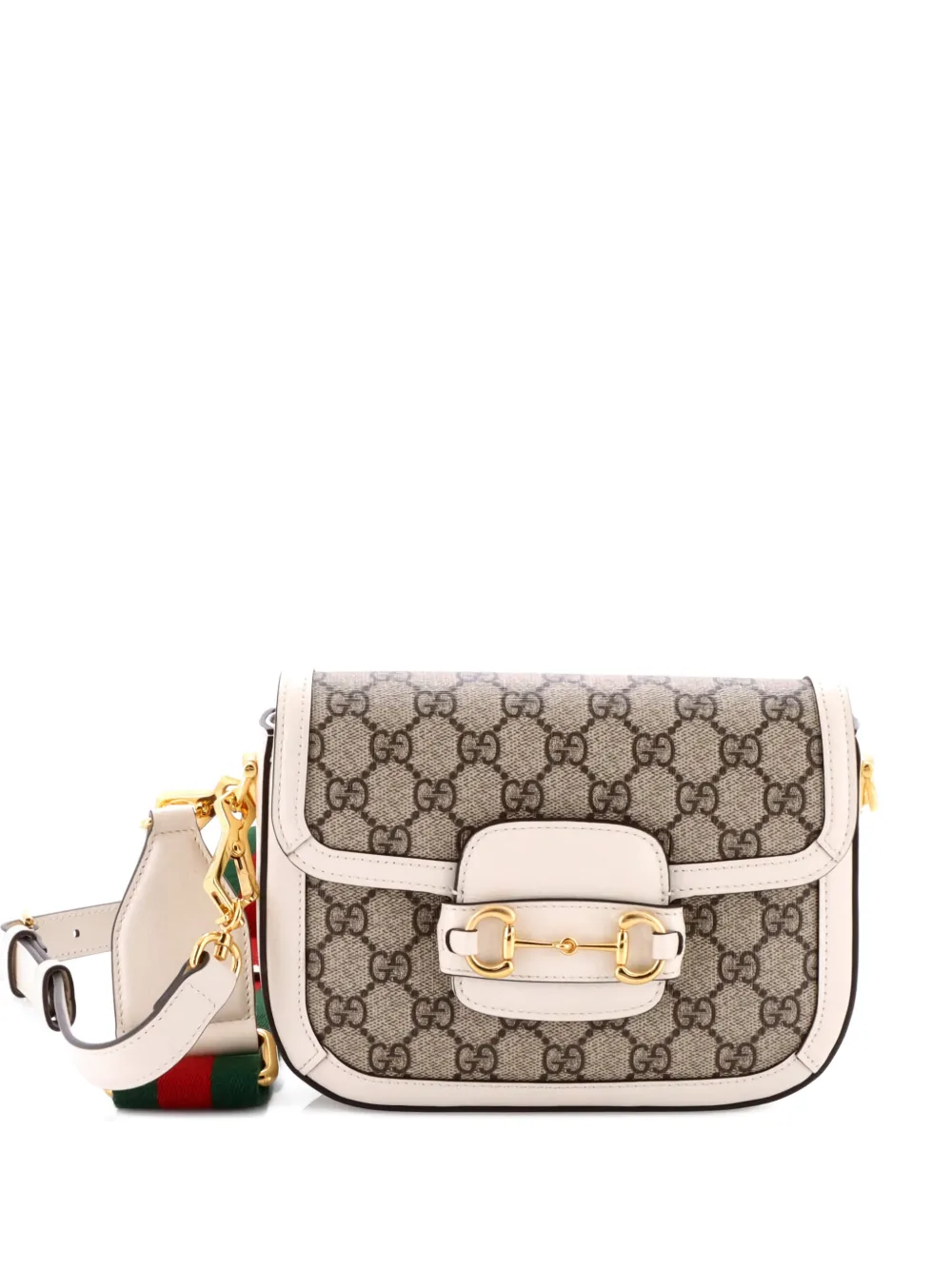 Gucci Pre-Owned Horsebit 1955 Shoulder Bag GG Coated Canvas with Leather Mini crossbody bag - Neutrals