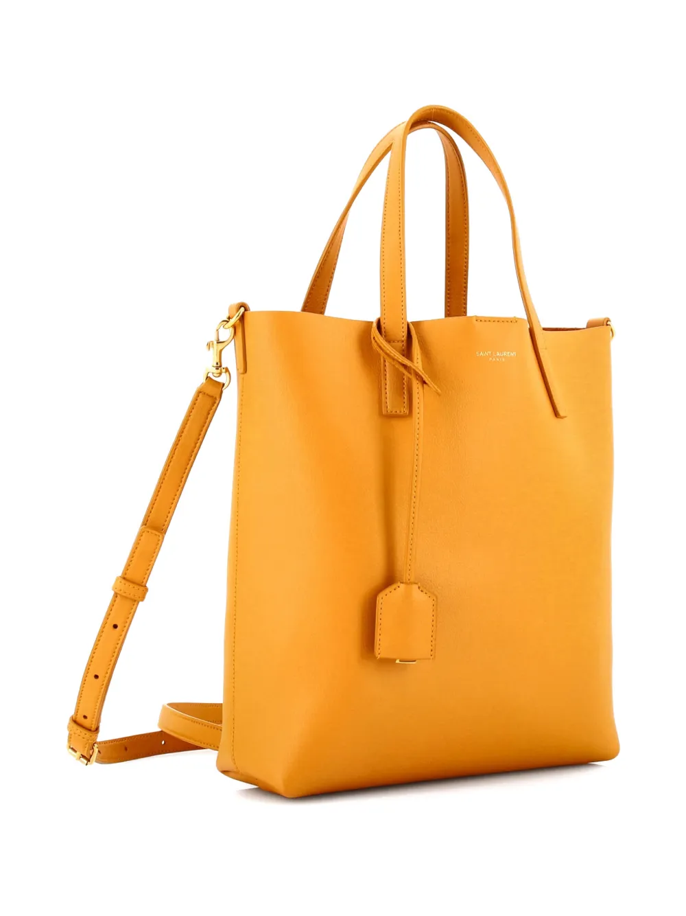 Pre-owned Saint Laurent Shopper Leather Toy Tote Bag In Orange