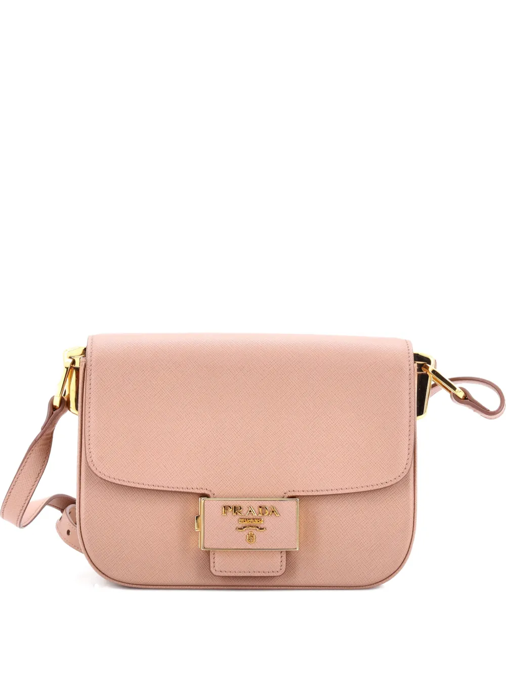 Prada Pre-Owned Embleme Flap Bag Saffiano Leather Small shoulder bag - Neutrals