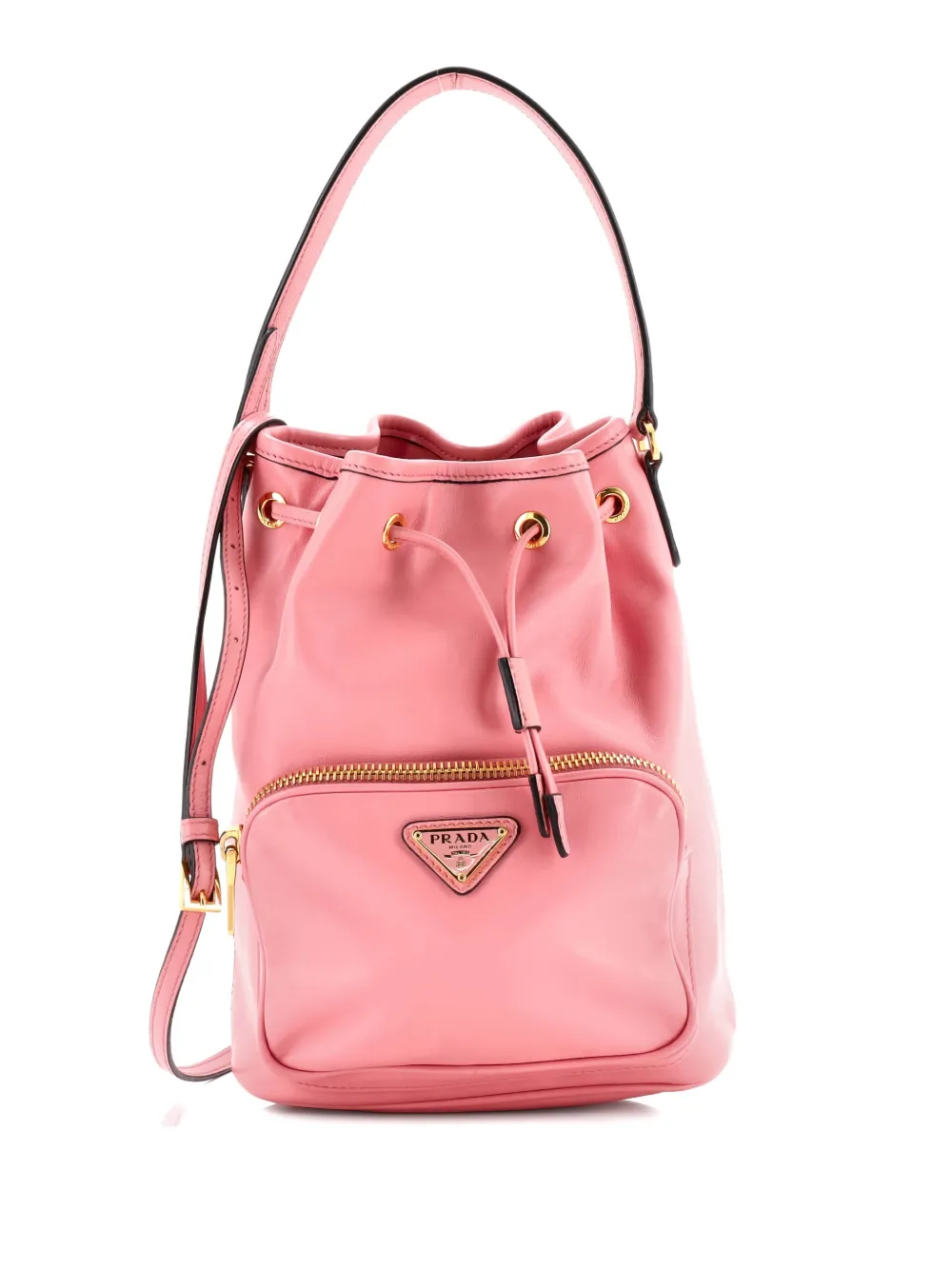 Prada Pre-Owned Drawstring Pocket Soft Calf Small bucket bag | Pink | Image 1