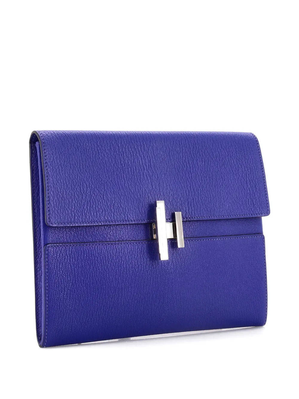 Pre-owned Hermes Cinhetic Chevre Mysore Clutch Bag In Blue