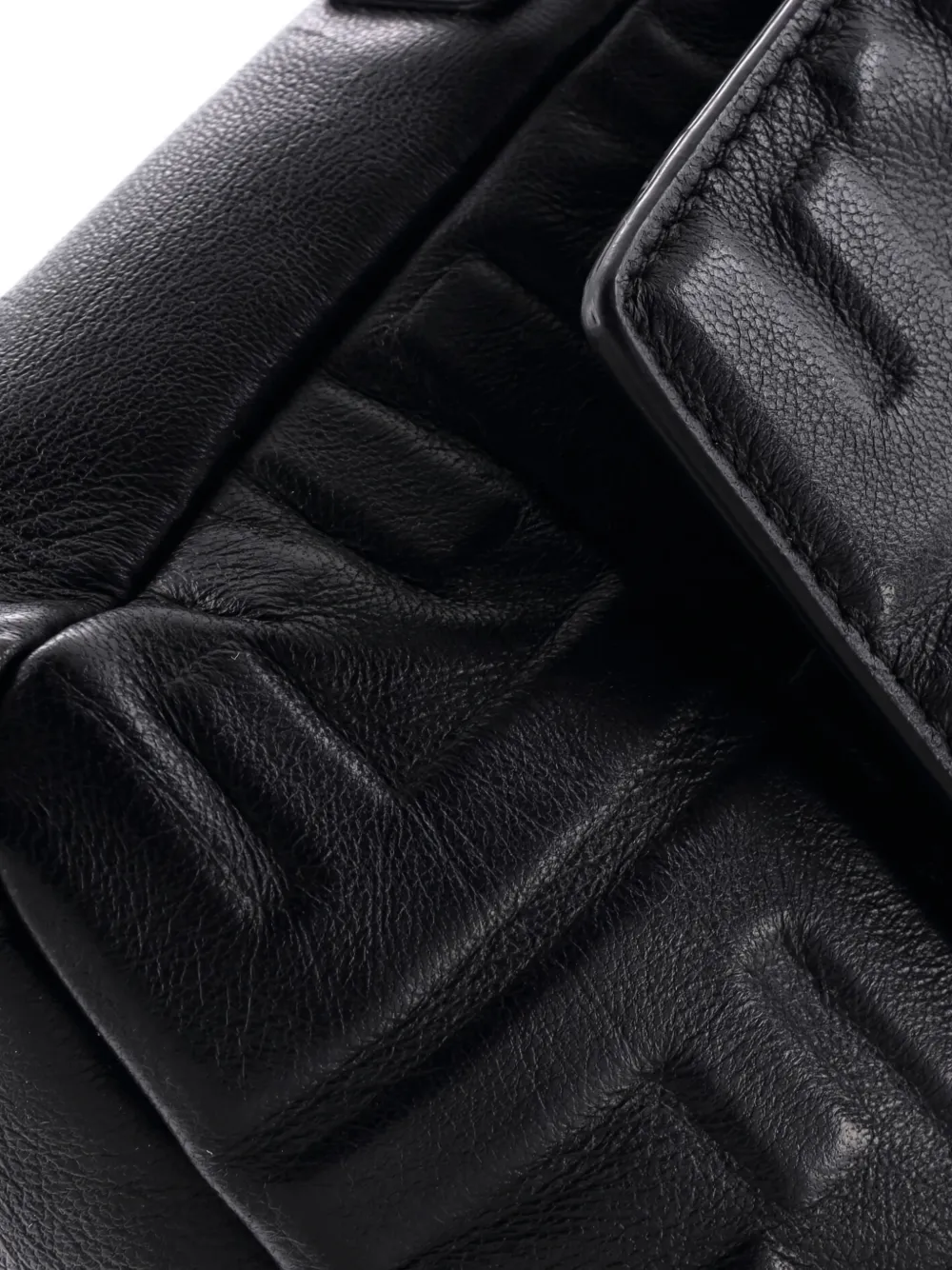 Pre-owned Fendi Baguette Convertible Zucca Embossed Leather Medium Belt Bag In Black