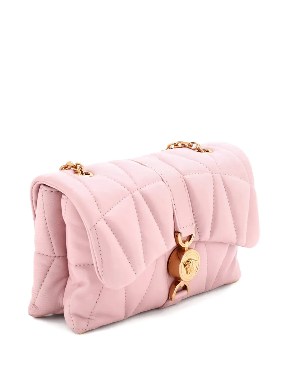 Pre-owned Versace Kleio Shoulder Bag Quilted Leather Mini Crossbody Bag In Pink