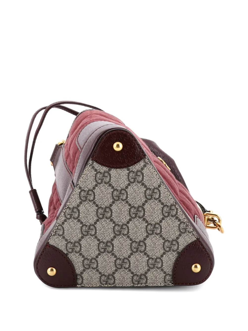 Pre-owned Gucci Drawstring Crossbody Bag Quilted Mini Gg Canvas And Leather With Gg Coated Canvas Mini Bucket Bag In Brown