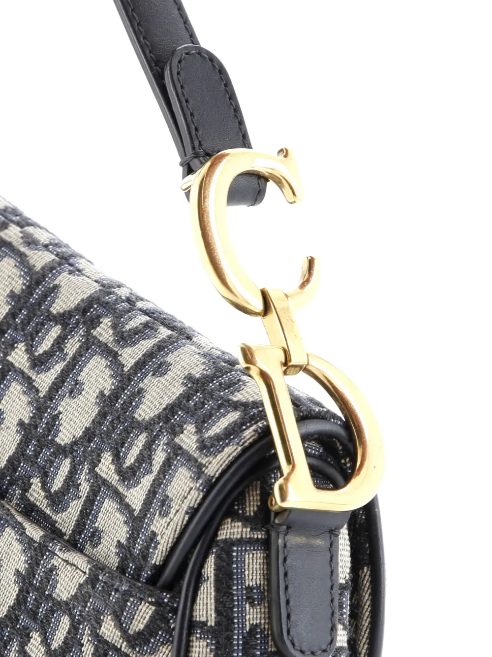 Pre-owned Dior Saddle Handbag Oblique Canvas Mini Shoulder Bag In Blue