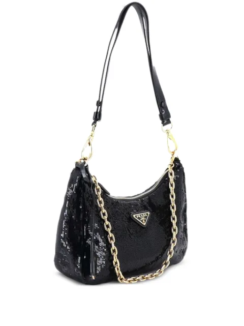 Prada Pre-Owned Re-Edition Shoulder Bag Sequins Embellished Re-Nylon Mini hobo bag