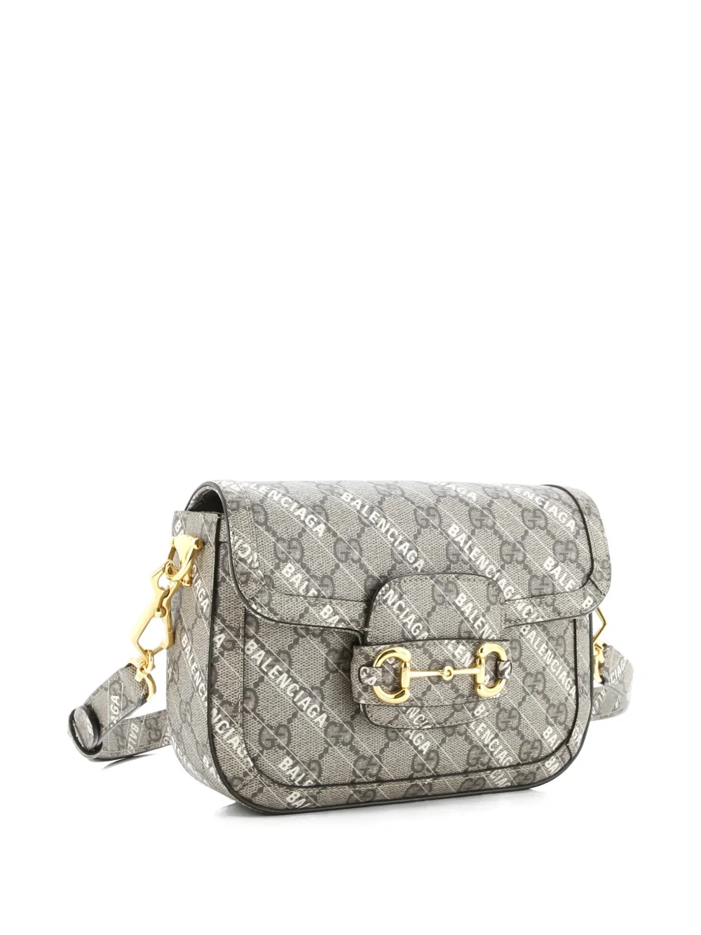  Gucci Pre-owned X Balenciaga The Hacker Project Horsebit 1955 Gg Coated Canvas Mini Shoulder Bag - Marrón 