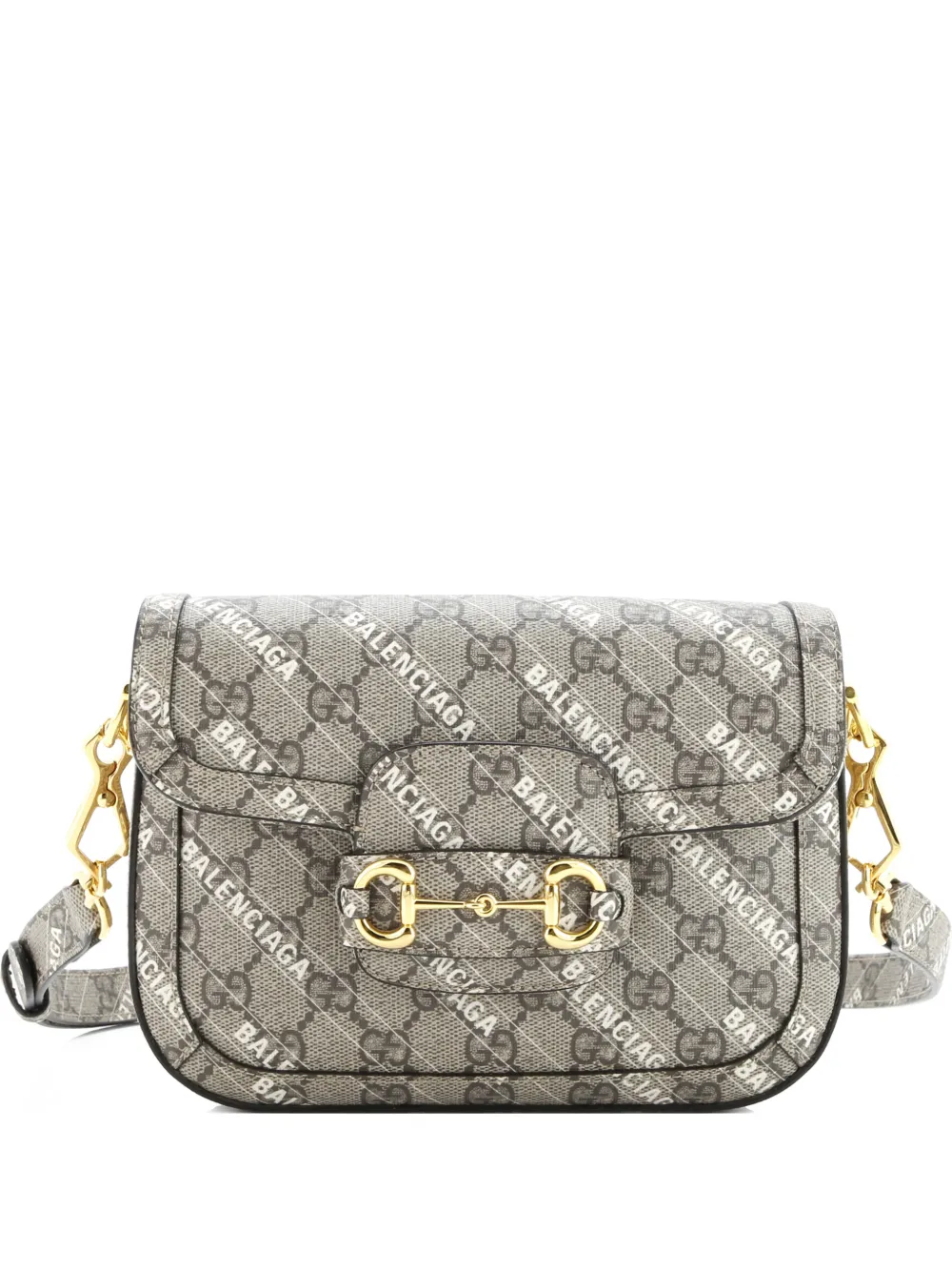 Gucci Pre-Owned x Balenciaga The Hacker Project Horsebit 1955 GG Coated Canvas Mini shoulder bag - Marrone