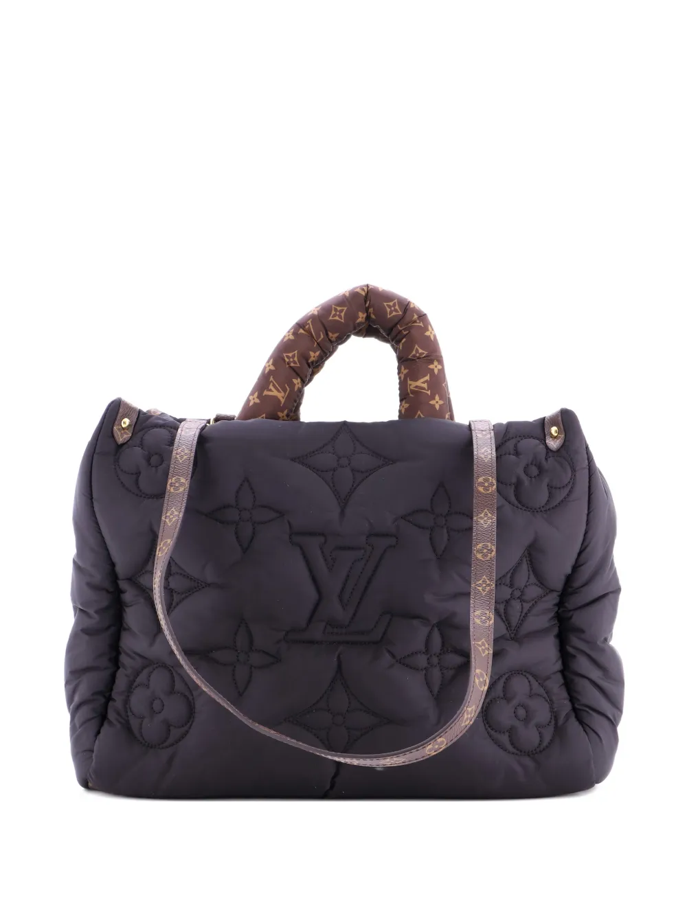 Pre-owned Louis Vuitton Pillow Onthego Tote Monogram Quilted Econyl Nylon Mm Satchel In Black
