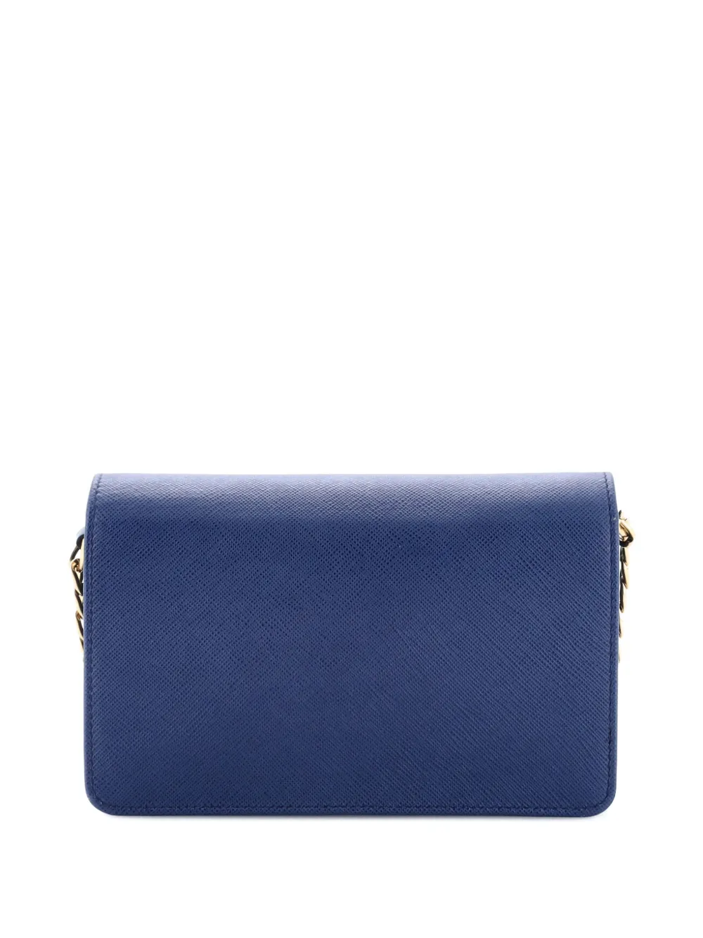 Pre-owned Prada Chain Wallet Saffiano Leather Crossbody Bag In Blue