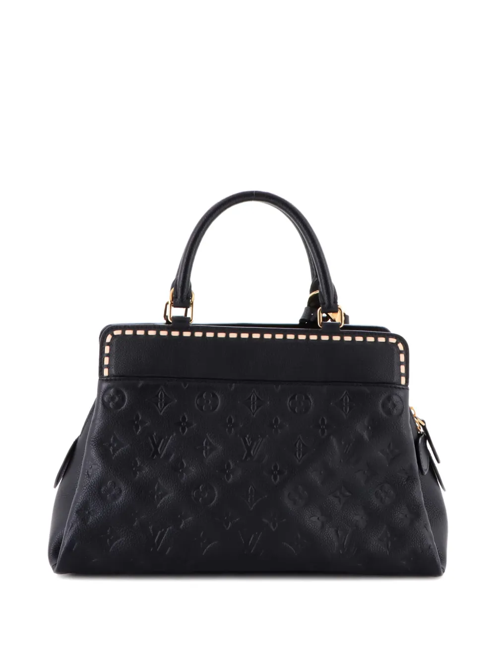 Pre-owned Louis Vuitton Vosges Handbag Whipstitch Monogram Empreinte Leather Mm Satchel In Black